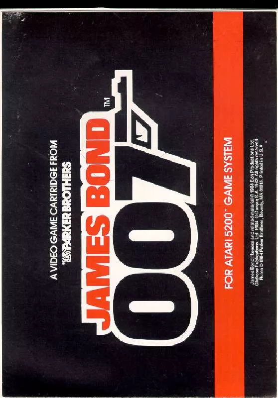 Mode d'emploi HASBRO JAMES BOND 007 FOR ATARI 5200 GAME SYSTEMS