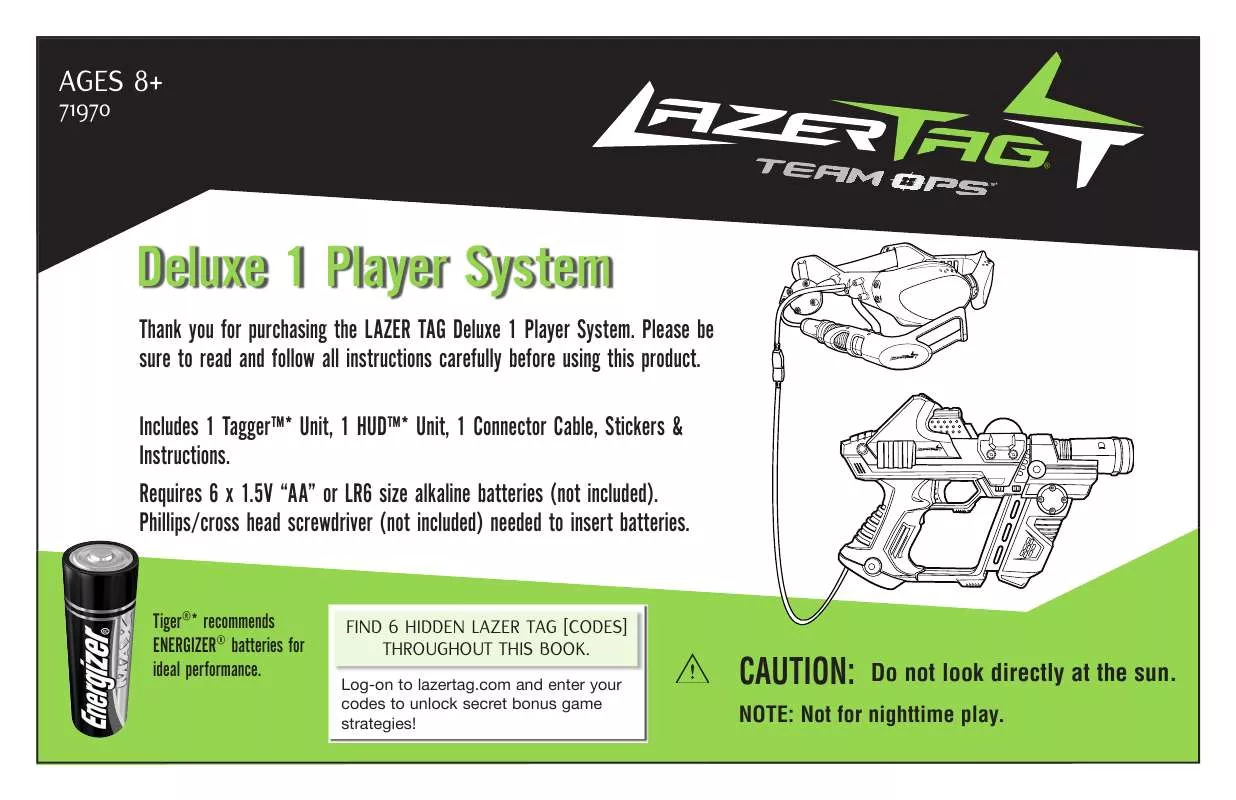 Mode d'emploi HASBRO LAZER TAG TEAM OPS DELUXE 1 PLAYER SYSTEM