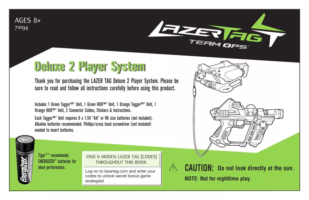 Mode d'emploi HASBRO LAZER TAG TEAM OPS DELUXE 2-PLAYER SET