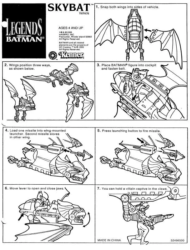 Mode d'emploi HASBRO LEGENDS OF BATMAN SKYBAT VEHICLE