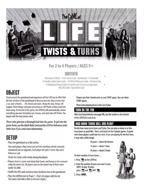 Mode d'emploi HASBRO LIFE THE GAME OF-TWISTS AND TURNS