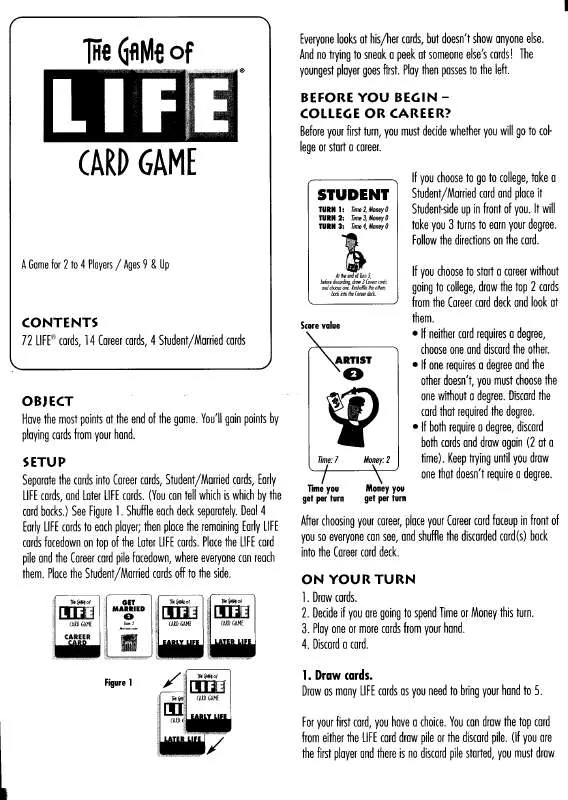 Mode d'emploi HASBRO LIFE THE GAME OF CARD GAME017