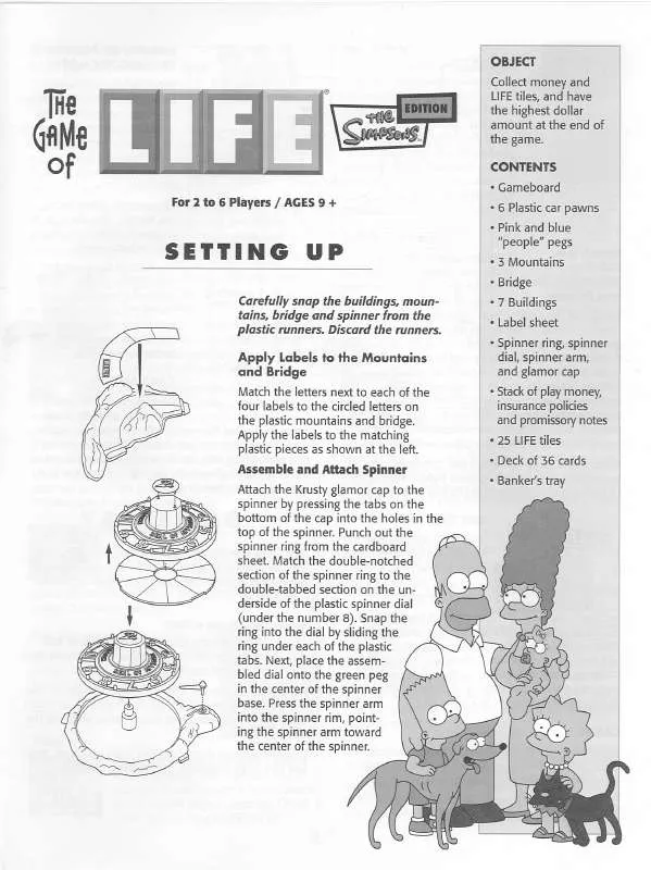 Mode d'emploi HASBRO LIFE THE GAME OF SIMPSONS EDITION