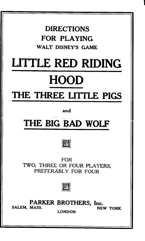 Mode d'emploi HASBRO LITTLE RED RIDING HOOD THREE LITTLE PIGS AND THE BIG BAG WOLF