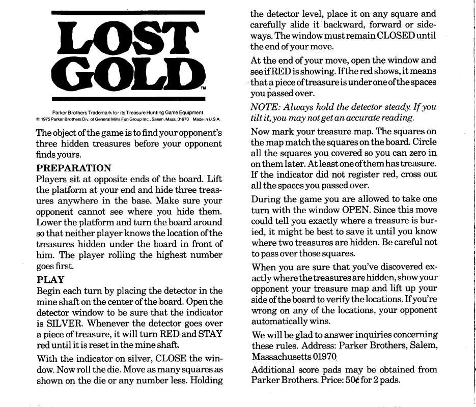 Mode d'emploi HASBRO LOST GOLD OF COYOTE CANYON