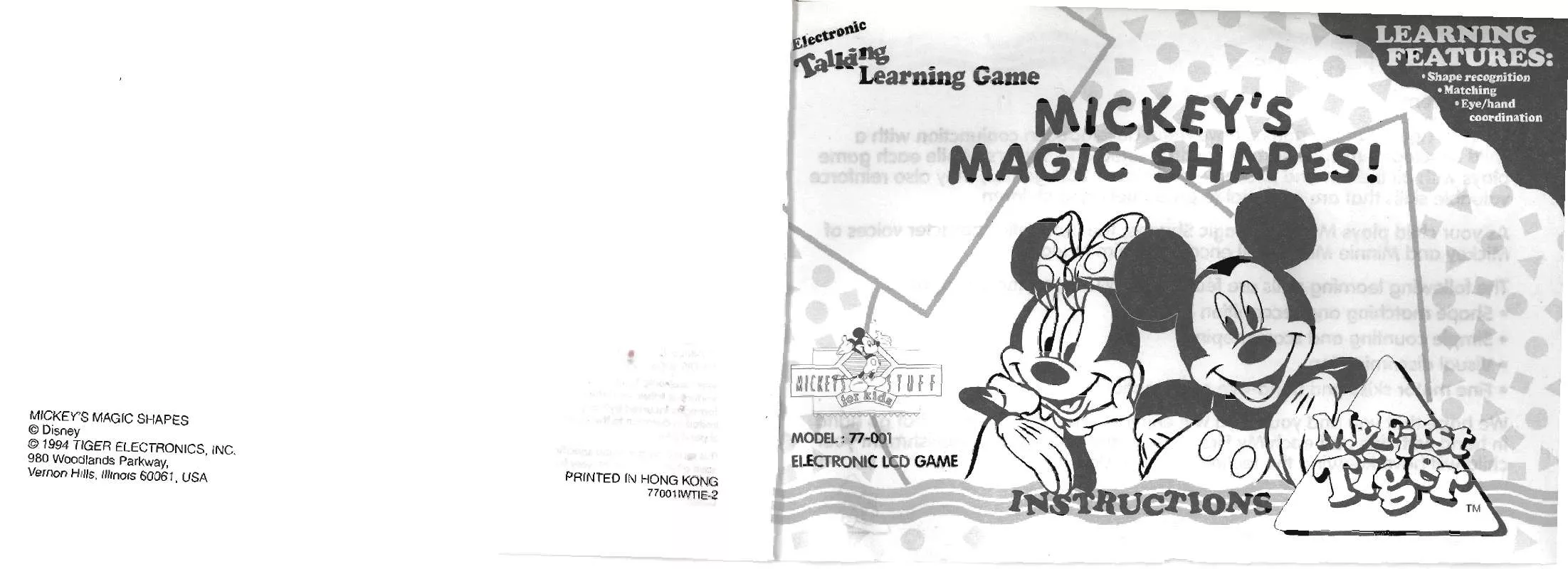Mode d'emploi HASBRO MICKEYS MAGIC SHAPES ELECTRONIC TALKING LEARNING GAME