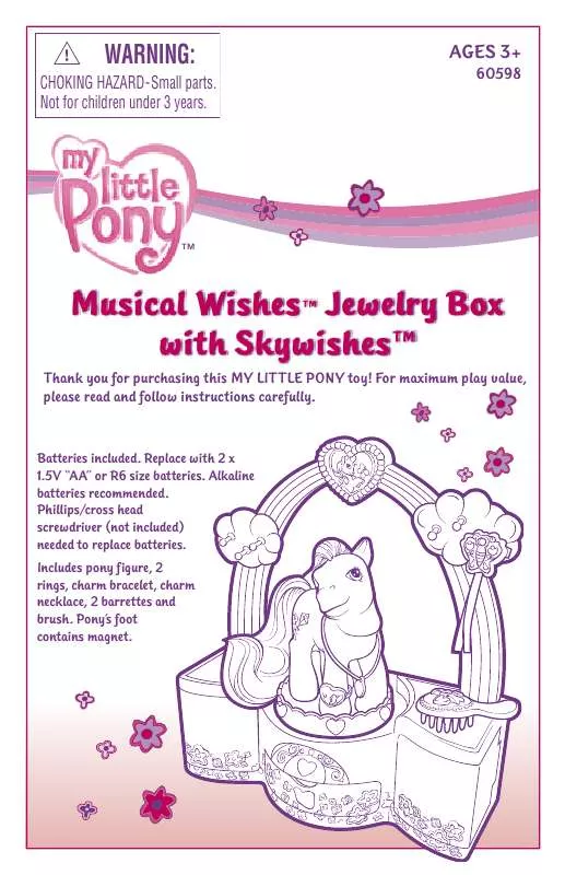 Mode d'emploi HASBRO MY LITTLE PONY MUSICAL WISHES JEWELRY BOX WITH SKYWISHES