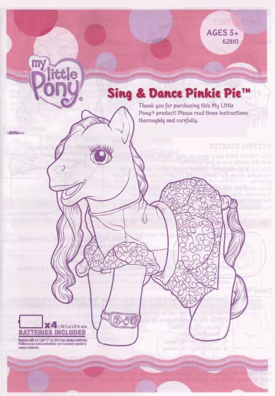 Mode d'emploi HASBRO MY LITTLE PONY SING AND DANCE PINKIE PIE