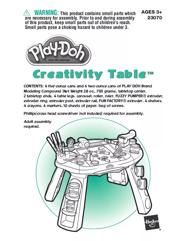Mode d'emploi HASBRO PLAY-DOH CREATIVITY TABLE