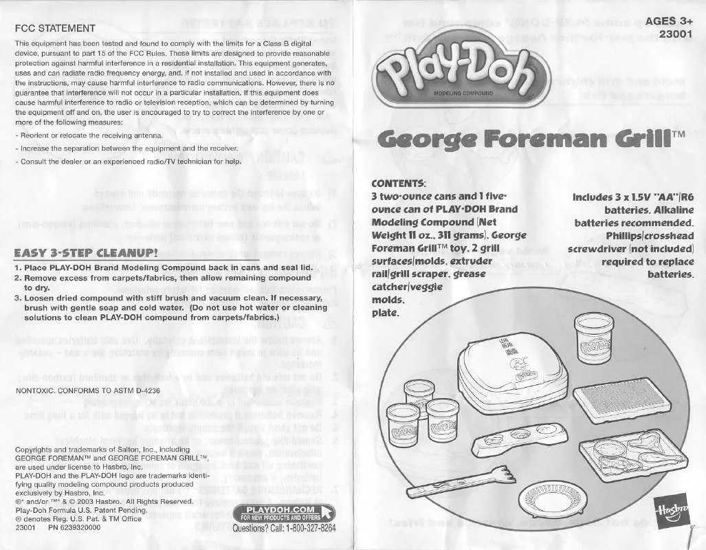 Mode d'emploi HASBRO PLAY-DOH GEORGE FOREMAN GRILL