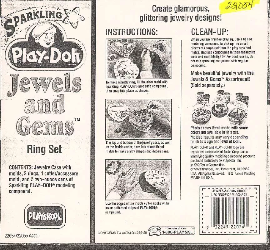 Mode d'emploi HASBRO PLAY-DOH JEWELS AND GEMS RING SET
