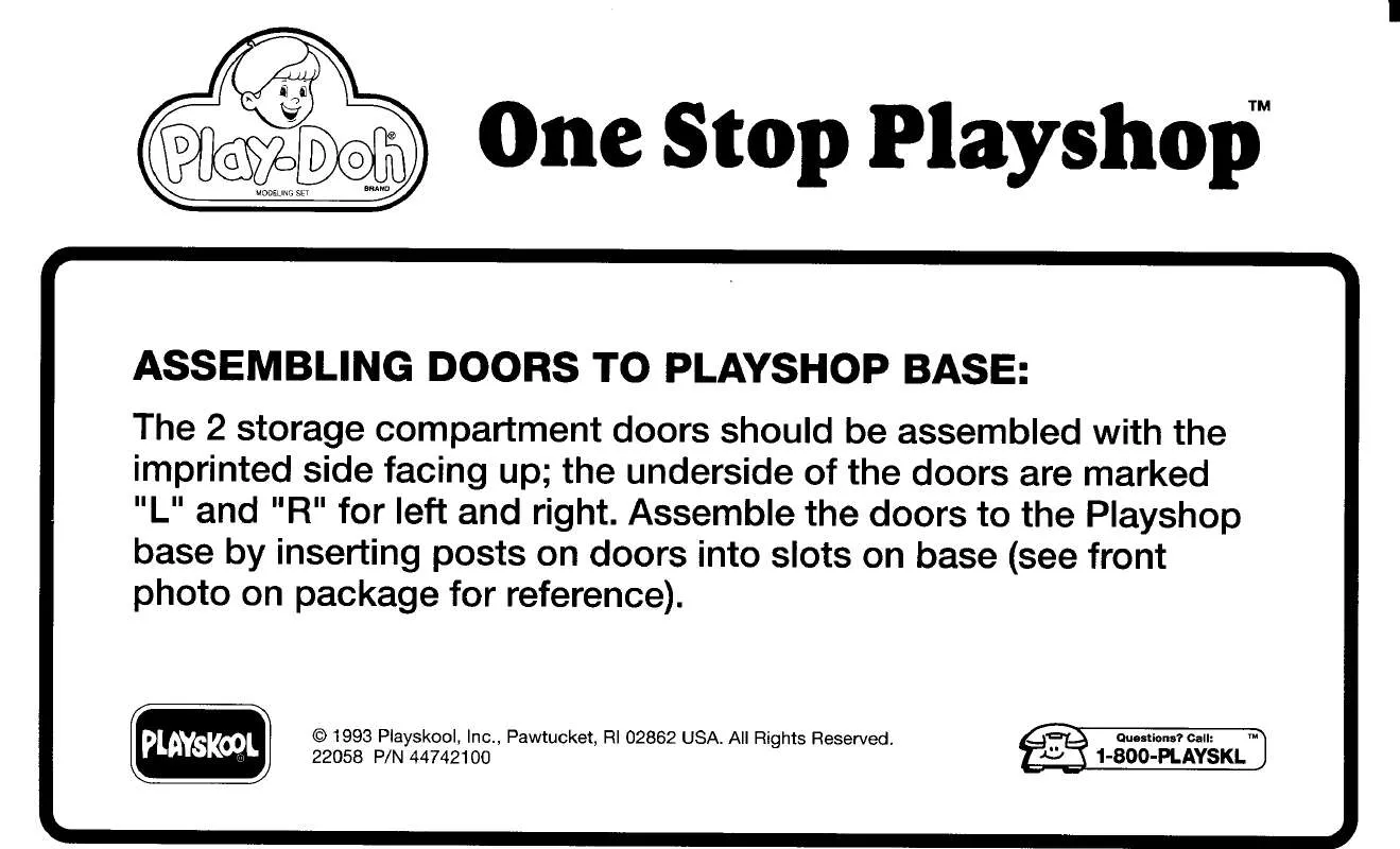 Mode d'emploi HASBRO PLAY-DOH ONE STOP PLAYSHOP