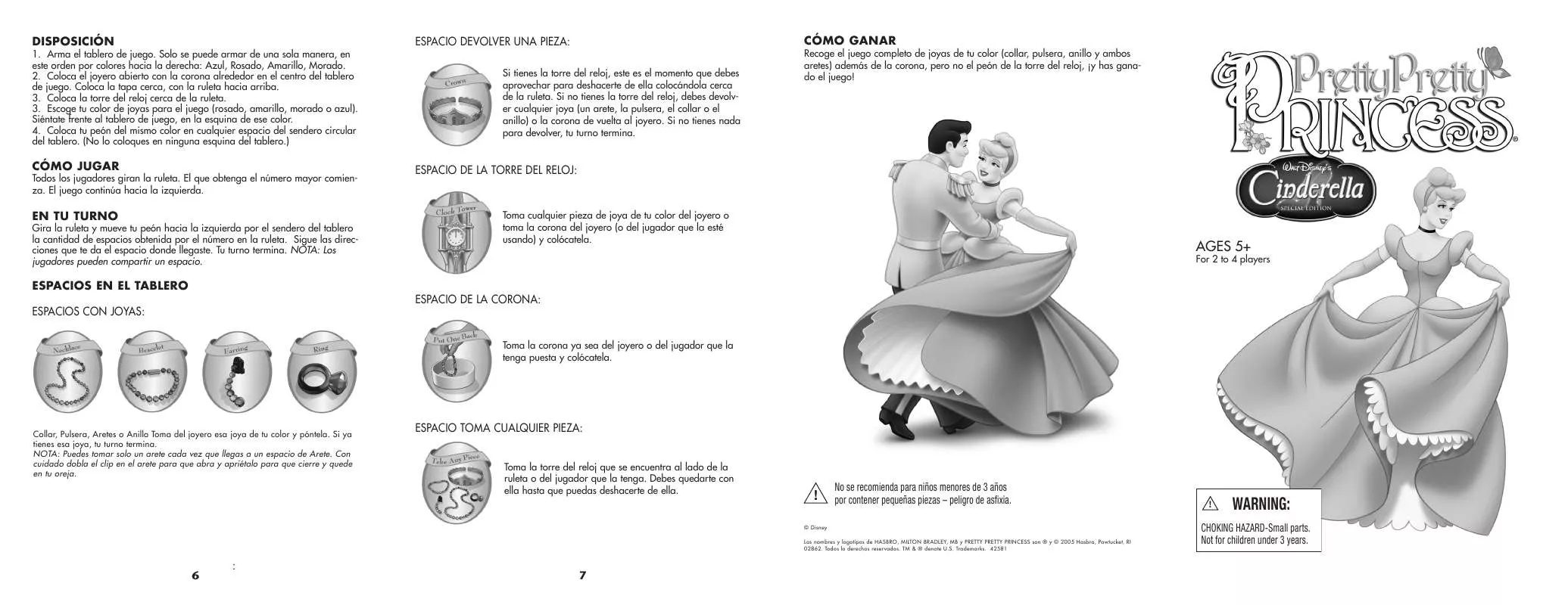 Mode d'emploi HASBRO PRETTY PRETTY PRINCESS CINDERELLA EDITION SPANISH
