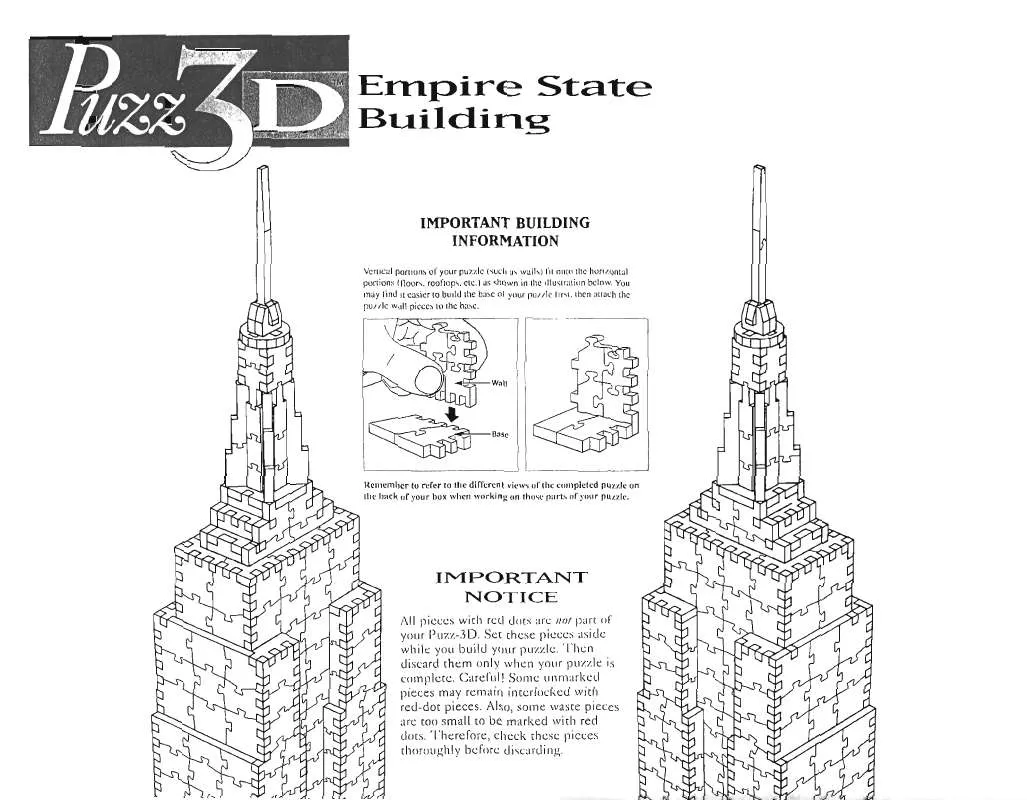 Mode d'emploi HASBRO PUZZ 3D EMPIRE STATE BUILDING