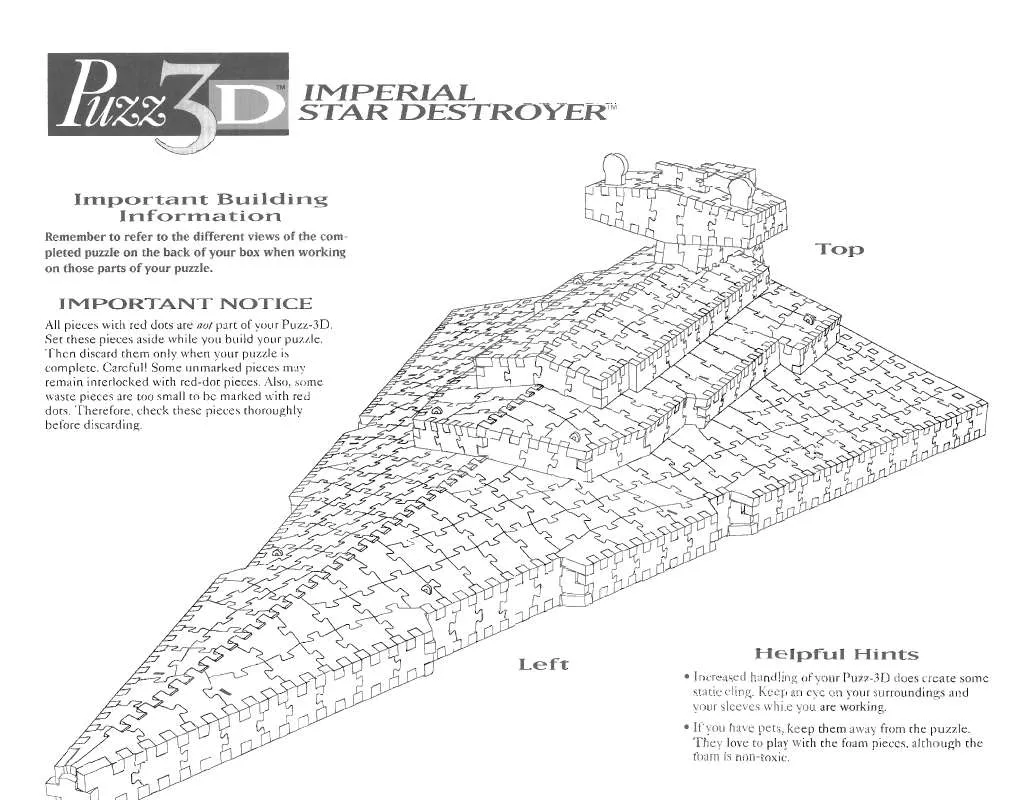 Mode d'emploi HASBRO PUZZ 3D IMPERIAL STAR DESTROYER