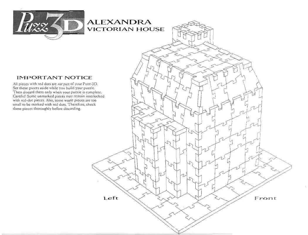 Mode d'emploi HASBRO PUZZ 3D VICTORIAN HOUSE ALEXANDRA