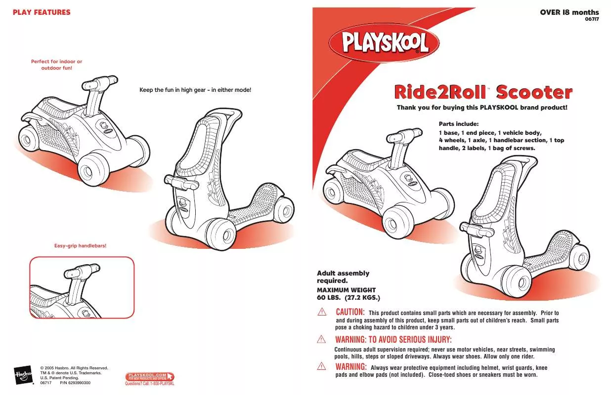 Mode d'emploi HASBRO RIDE 2 ROLL SCOOTER REVISED