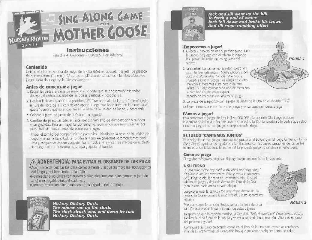 Mode d'emploi HASBRO SING ALONG WITH MOTHER GOOSE GAME SPANISH