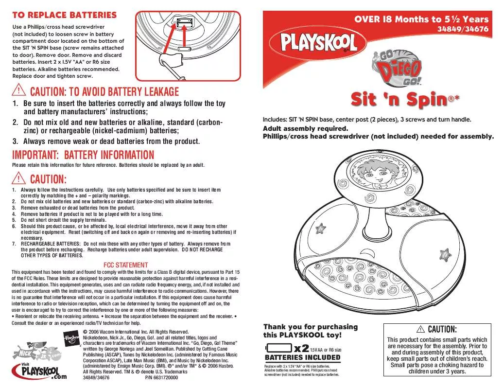 Mode d'emploi HASBRO SIT N SPIN DIEGO