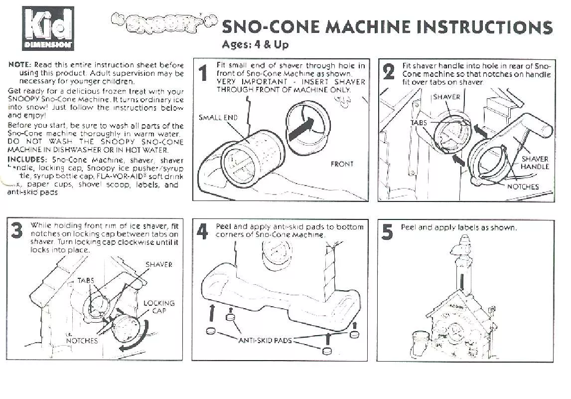 Mode d'emploi HASBRO SNOOPY SNO CONE MACHINE