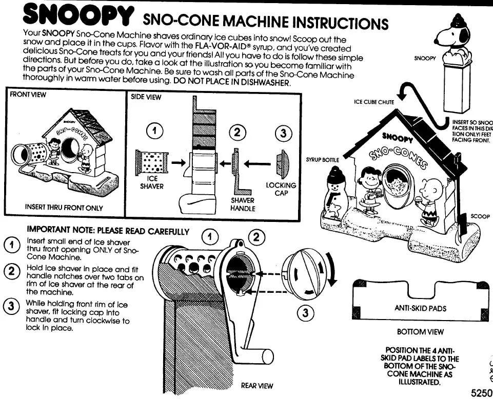 Mode d'emploi HASBRO SNOOPY SNOW CONE MACHINE 1979