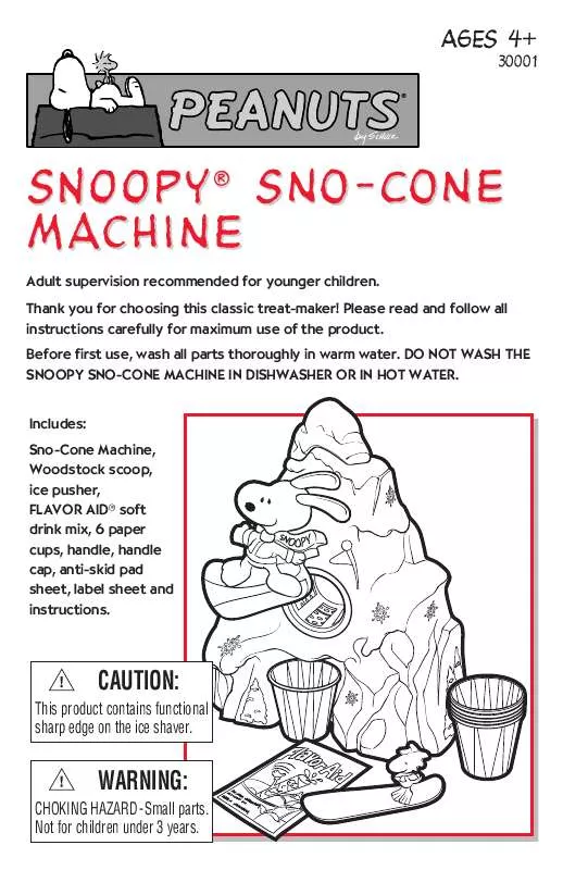 Mode d'emploi HASBRO SNOOPY SNOW CONE MACHINE 2003