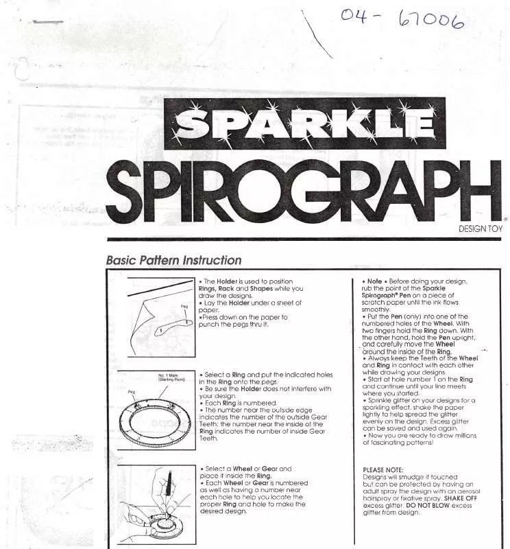 Mode d'emploi HASBRO SPARKLE SPIROGRAPH 1992