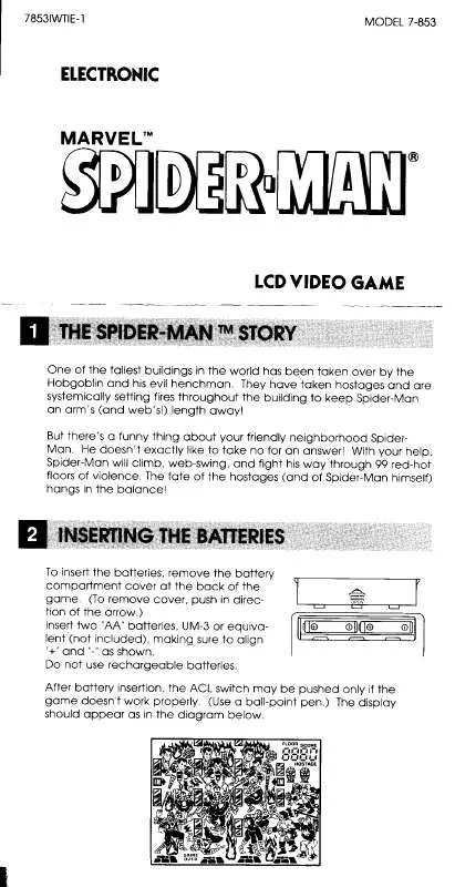 Mode d'emploi HASBRO SPIDER-MAN ELECTRONIC LCD VIDEO GAME