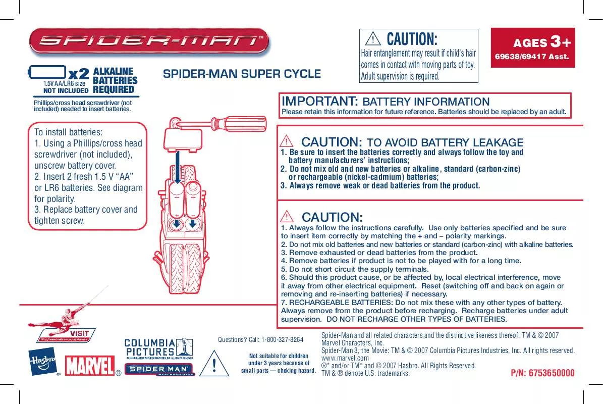 Mode d'emploi HASBRO SPIDERMAN SUPER CYCLE