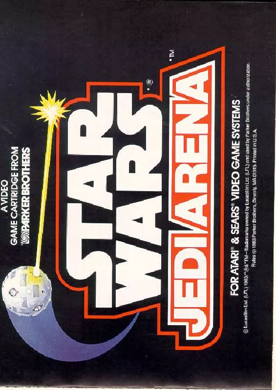 Mode d'emploi HASBRO STAR WARS JEDI ARENA FOR ATARI AND SEARS VIDEO GAME SYSTEMS