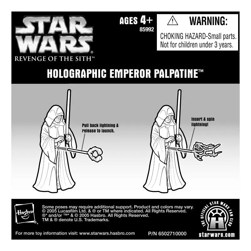 Mode d'emploi HASBRO STAR WARS REVENGE OF THE SITH HOLOGRAPHIC EMPEROR PALPATINE