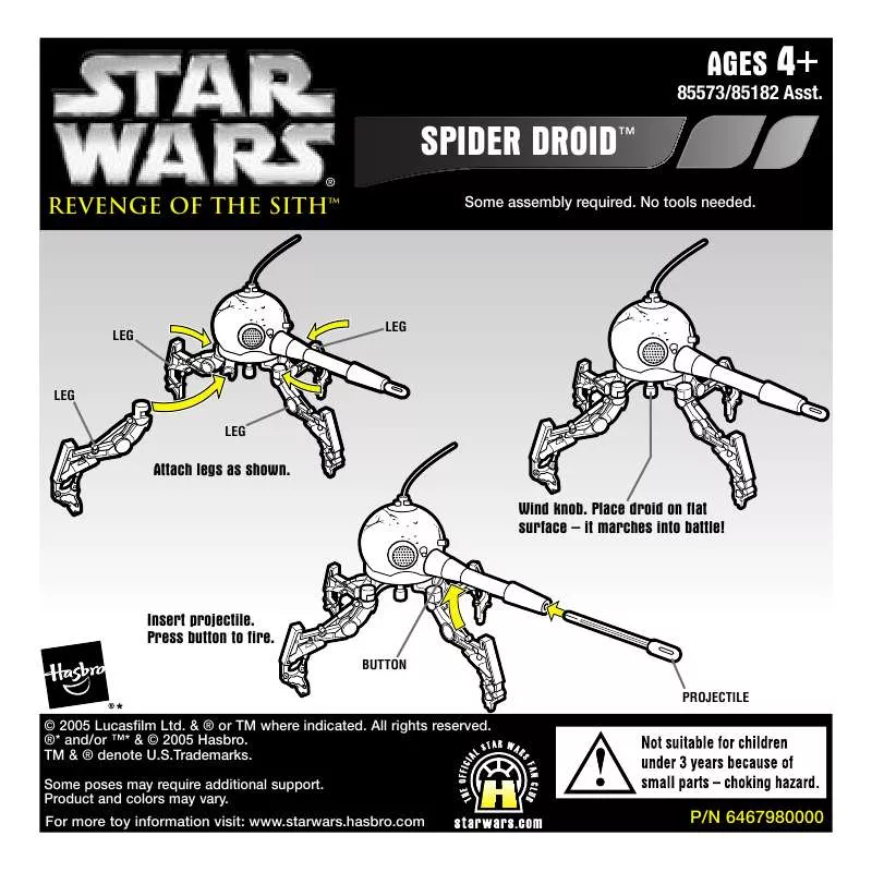 Mode d'emploi HASBRO STAR WARS REVENGE OF THE SITH SPIDER DROID