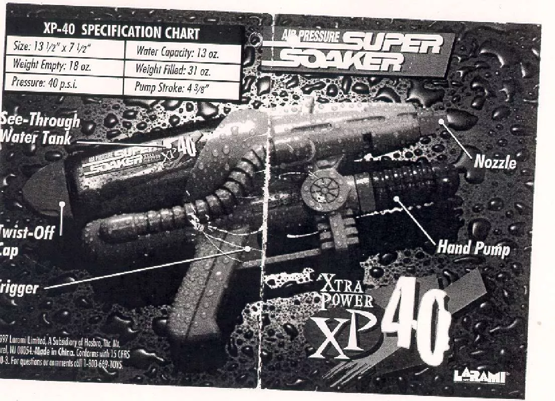 Mode d'emploi HASBRO SUPERSOAKER XP 40