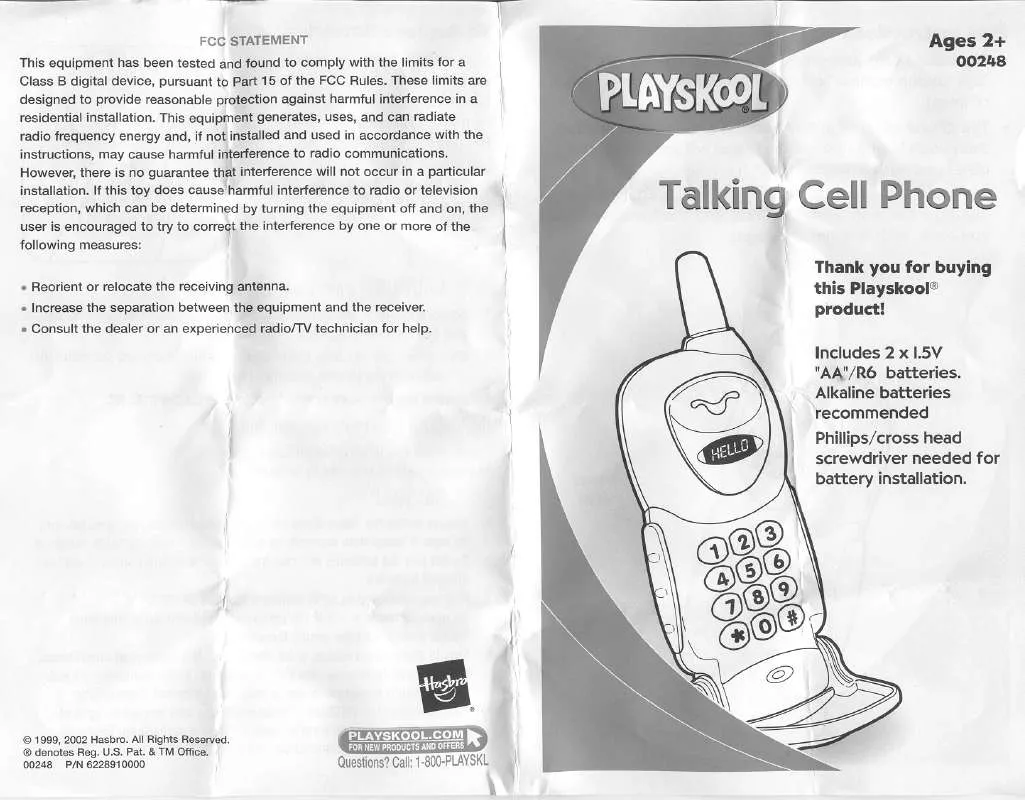 Mode d'emploi HASBRO TALKING CELL PHONE 2002