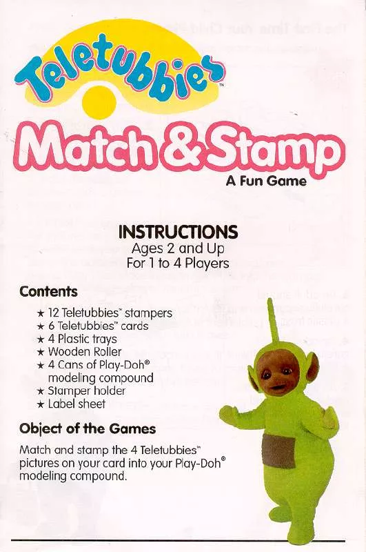 Mode d'emploi HASBRO TELETUBBIES MATCH AND STAMP GAME
