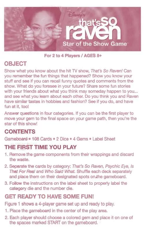 Mode d'emploi HASBRO THATS SO RAVEN STAR OF THE SHOW GAME