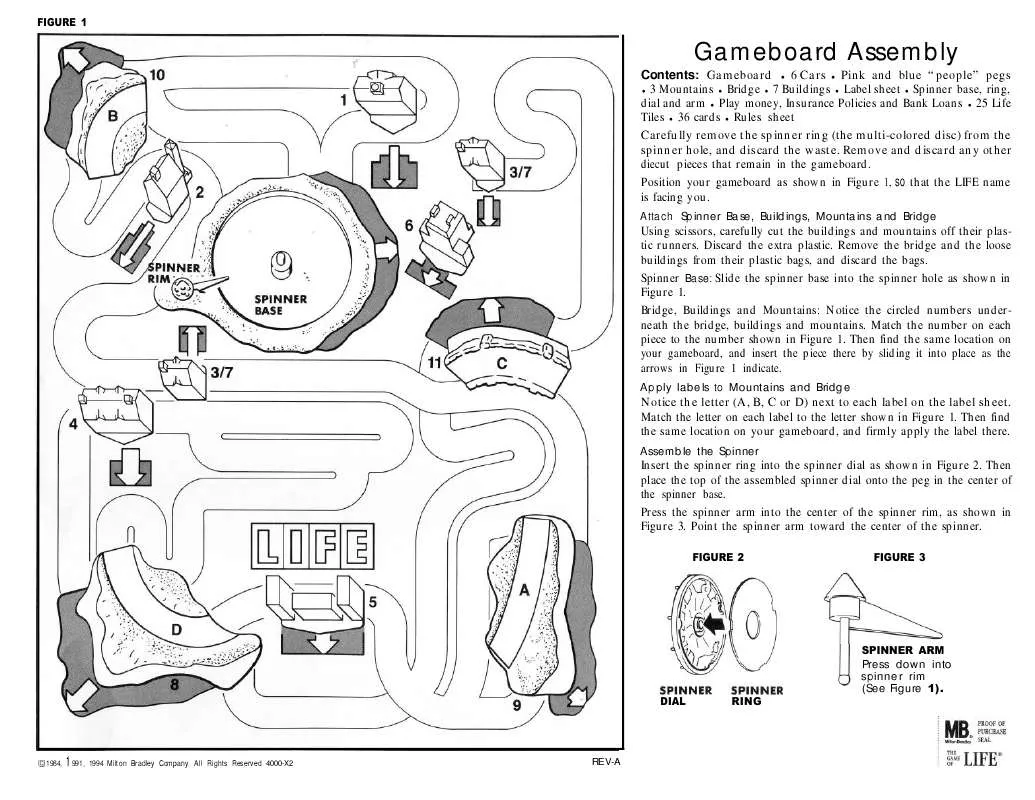 Mode d'emploi HASBRO THE GAME OF LIFE GAMEBOARD ASSEMBLY