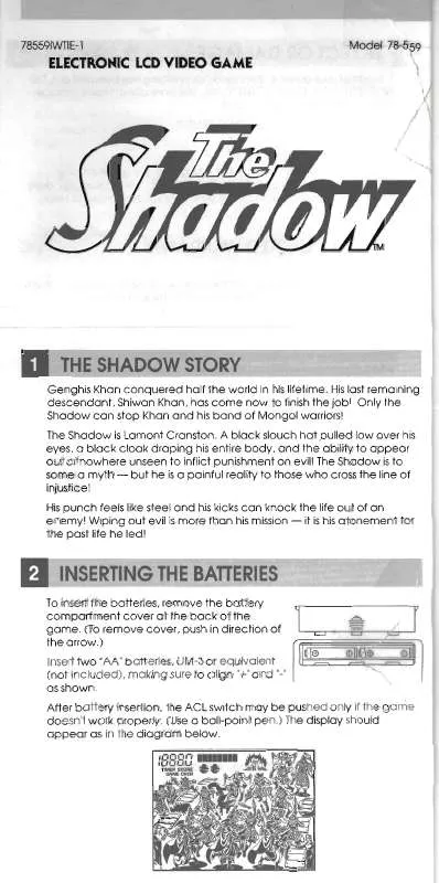 Mode d'emploi HASBRO THE SHADOW LCD VIDEO GAME