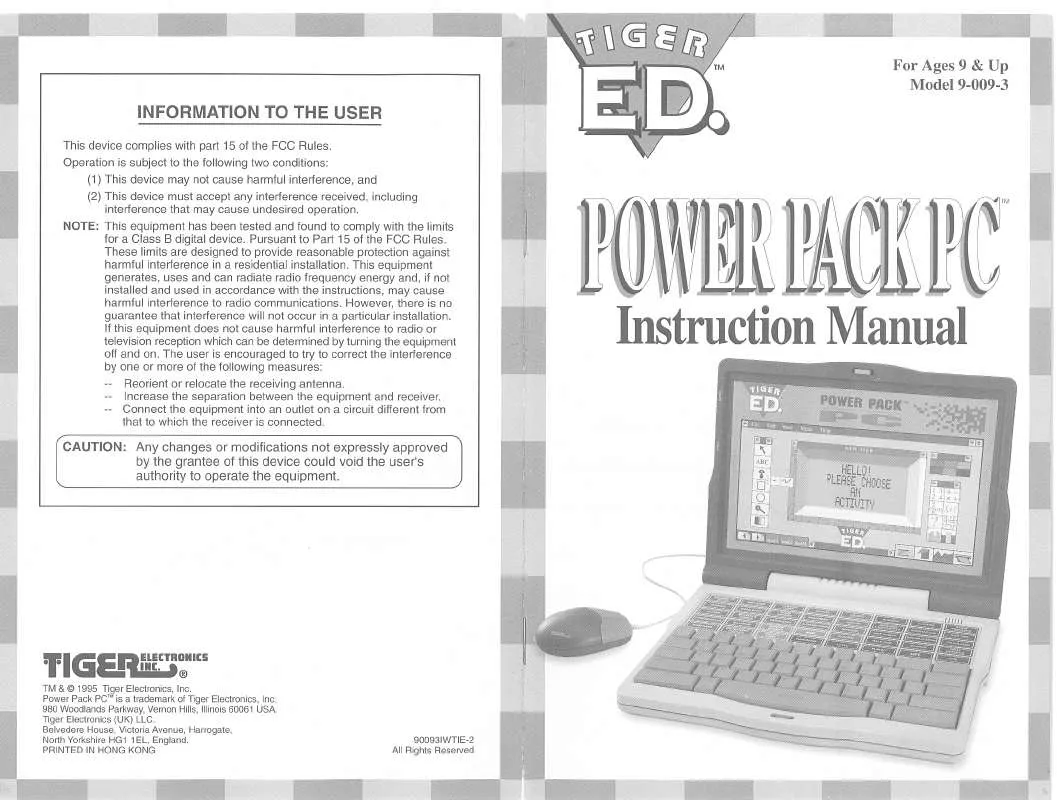 Mode d'emploi HASBRO TIGER ED POWER PACK PC