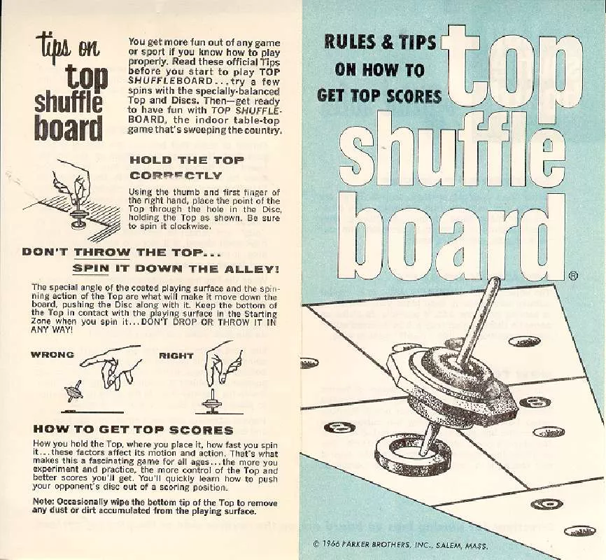 Mode d'emploi HASBRO TOP SHUFFLE BOARD 1966