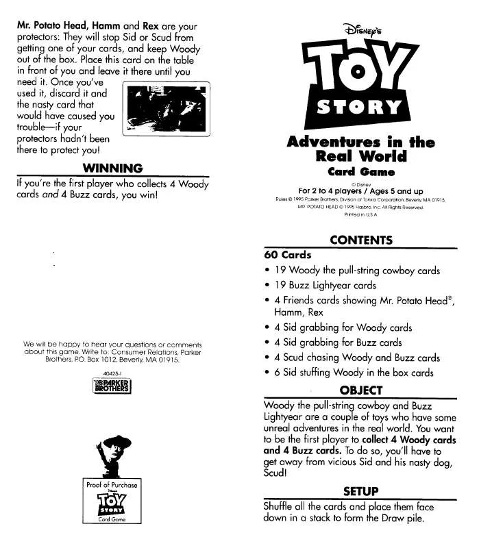 Mode d'emploi HASBRO TOY STORY ADVENTURES IN THE REAL WORLD