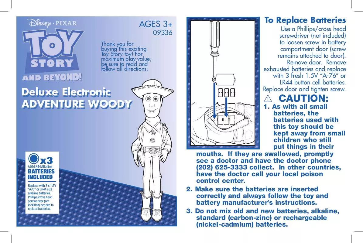 Mode d'emploi HASBRO TOY STORY AND BEYOND DELUXE ELECTRONIC STAR GAZING ADVENTURE WOODY
