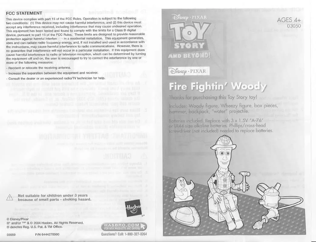Mode d'emploi HASBRO TOY STORY AND BEYOND FIRE FIGHTIN WODY