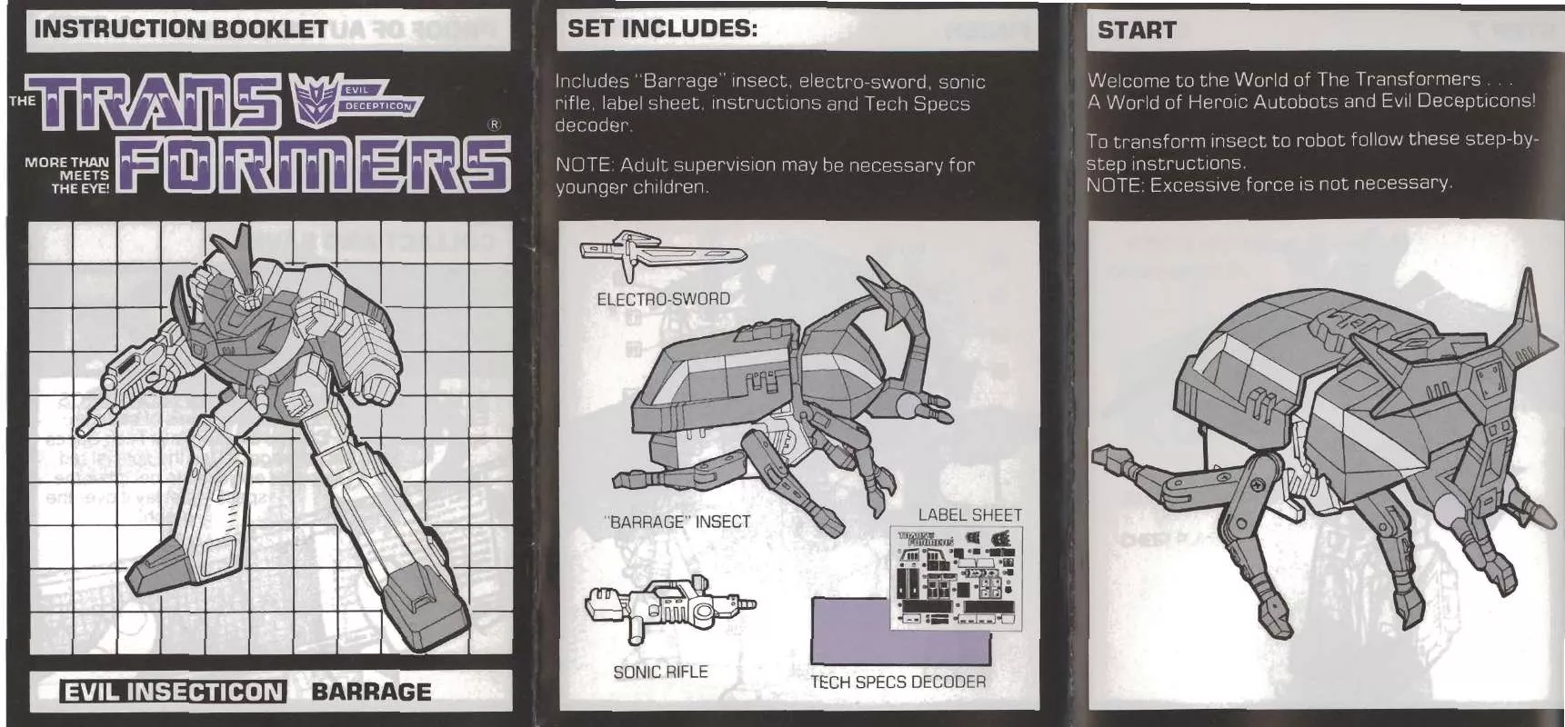 Mode d'emploi HASBRO TRANSFORMERS EVIL INSECTION BARRAGE