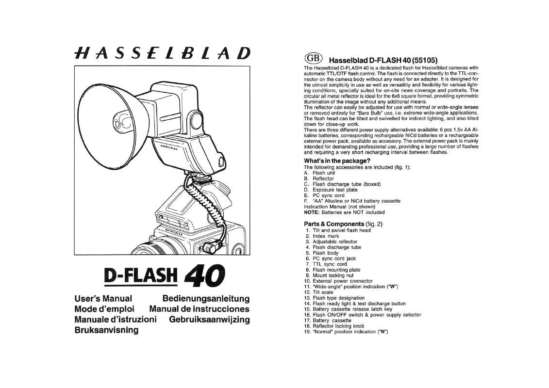 Mode d'emploi HASSELBLAD D-FLASH 40
