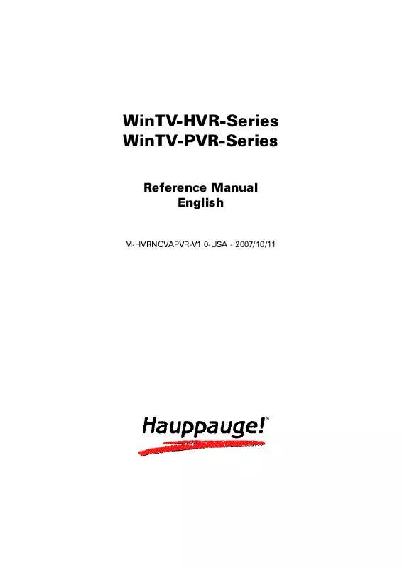 Mode d'emploi HAUPPAUGE WIN TV-PVR