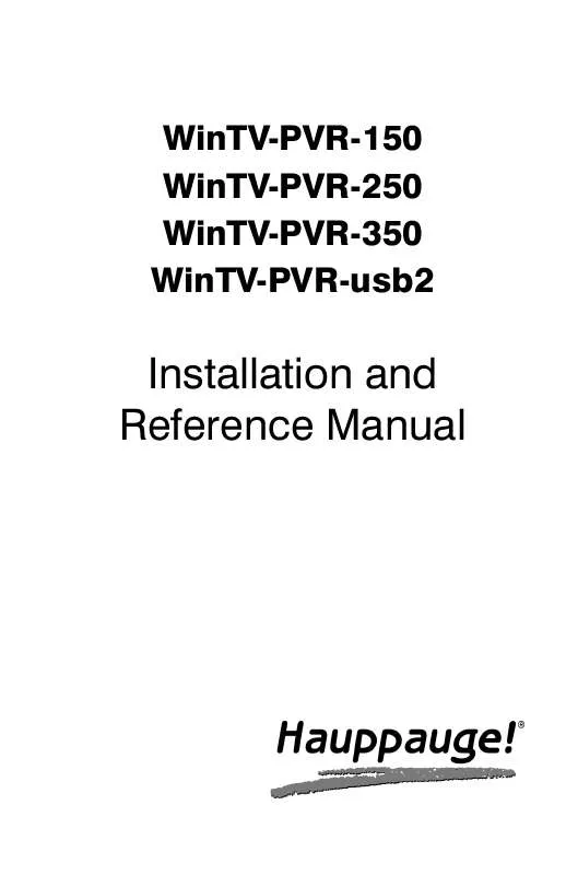 Mode d'emploi HAUPPAUGE WINTV-PVR-USB2