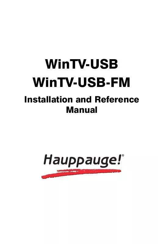 Mode d'emploi HAUPPAUGE WINTV-USB