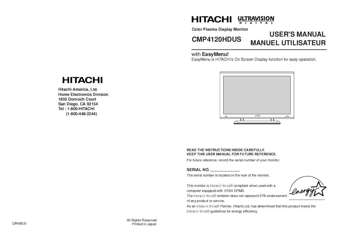Mode d'emploi HITACHI CMP4120HDUS