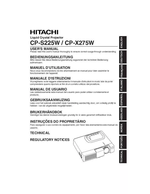 Mode d'emploi HITACHI CP-S225